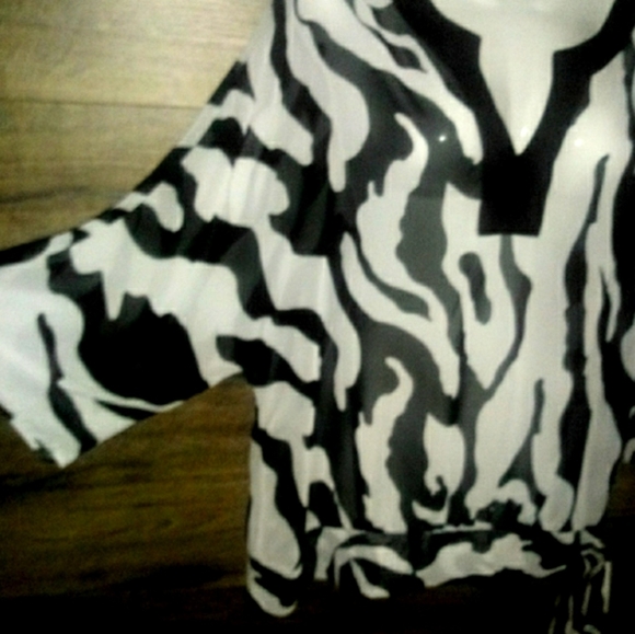 Elements Top Size XL Zebra Sheer Dolman Tunic NWOT - Picture 8 of 12